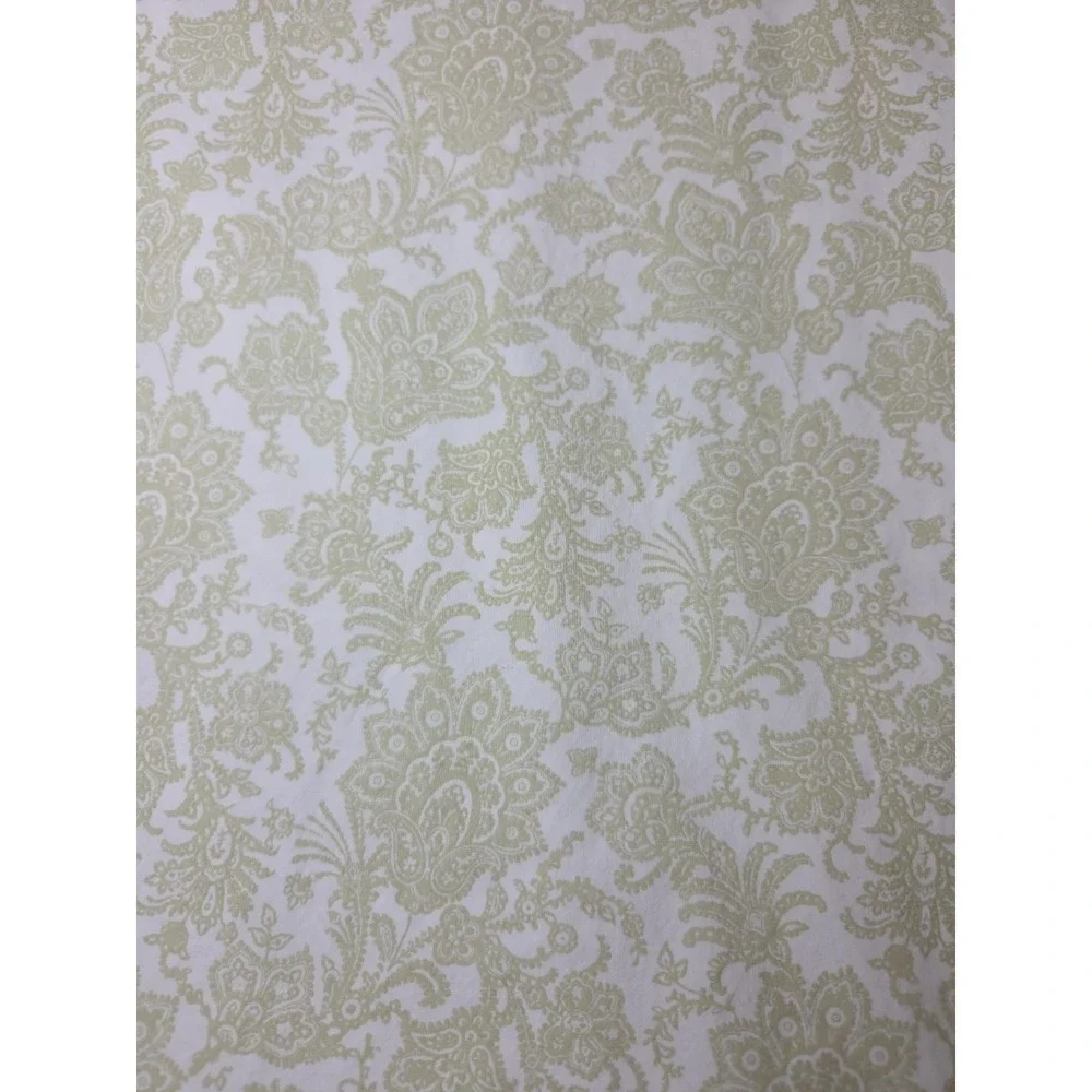 Vtg Lauren Ralph Lauren‎ Jacobean Floral Sage Green 100% Cotton Flat Sheet Queen